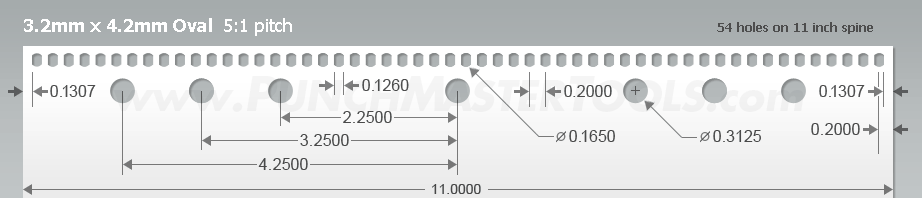 Oval Paper Punching Pattern - 3.2mm x 4.2mm Oval  5:1 pitch