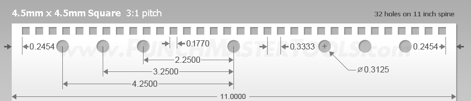 Square Paper Punching Pattern - 4.5mm x 4.5mm Square  3:1 pitch