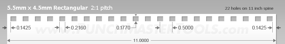 Rectangular Paper Punching Pattern - 5.5mm x 4.5mm Rectangular  2:1 pitch