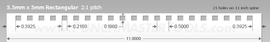 Rectangular Paper Punching Pattern - 5.5mm x 5mm Rectangular  2:1 pitch