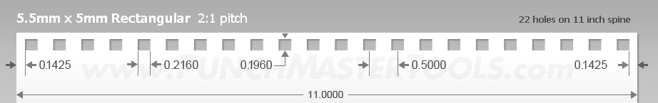 Rectangular Paper Punching Pattern - 5.5mm x 5mm Rectangular  2:1 pitch