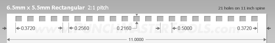 Rectangular Paper Punching Pattern - 6.5mm x 5.5mm Rectangular  2:1 pitch
