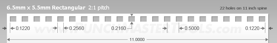 Rectangular Paper Punching Pattern - 6.5mm x 5.5mm Rectangular  2:1 pitch