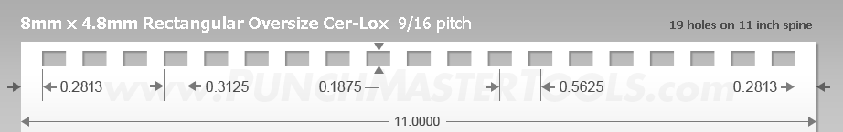 Rectangular Oversize Cer-Lox Paper Punching Pattern - 8mm x 4.8mm Oversize Cer-Lox  9/16 pitch